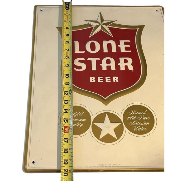 Vintage Lone Star Brewing Beer Company San Antonio Embossed Metal Sign 16x20 EUC - Picture 5 of 7